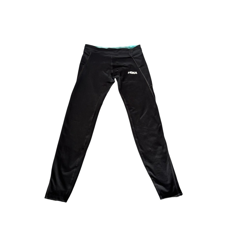 Rabbit Hoka Women Black Performance Running Leggings Pockets Ankle Zip S